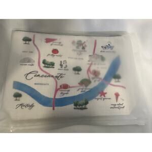 Cincinnati Ohio City Map Cosmetic Bag, Travel Makeup Pouch Bag